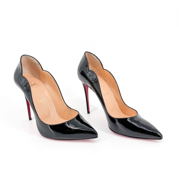 Christian Louboutin Hot Chick 100 Black Patent Leather Pumps Heels